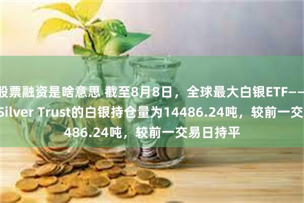 股票融资是啥意思 截至8月8日，全球最大白银ETF——iShares Silver Trust的白银持仓量为14486.24吨，较前一交易日持平