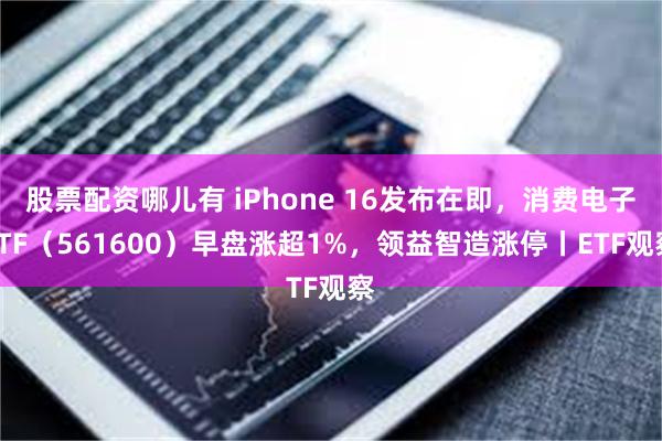 股票配资哪儿有 iPhone 16发布在即，消费电子ETF（561600）早盘涨超1%，领益智造涨停丨ETF观察