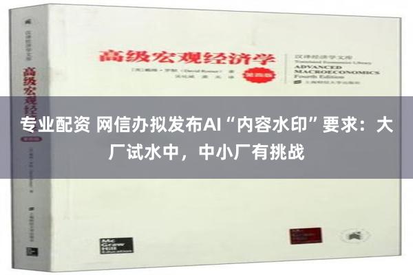 专业配资 网信办拟发布AI“内容水印”要求：大厂试水中，中小厂有挑战