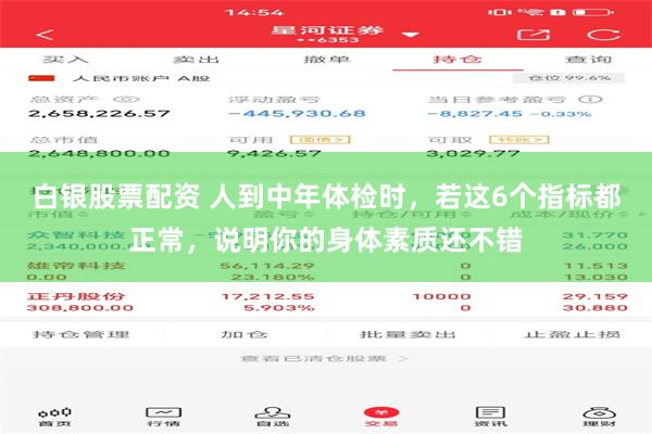 白银股票配资 人到中年体检时，若这6个指标都正常，说明你的身体素质还不错