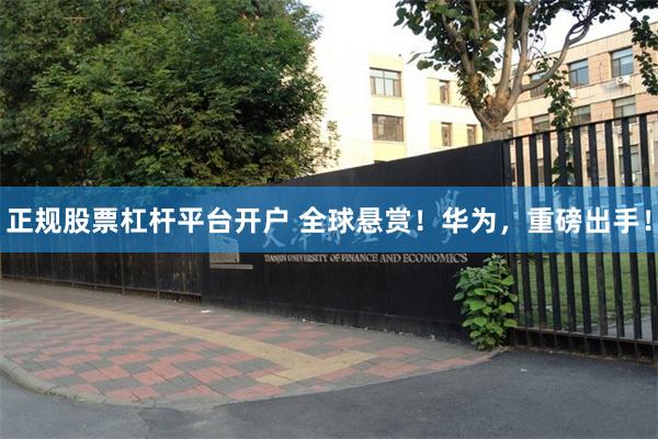 正规股票杠杆平台开户 全球悬赏！华为，重磅出手！